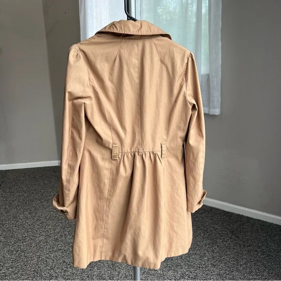 Anthropologie Elevenses Beige Ruffle Trench Coat - Picture 4 of 12